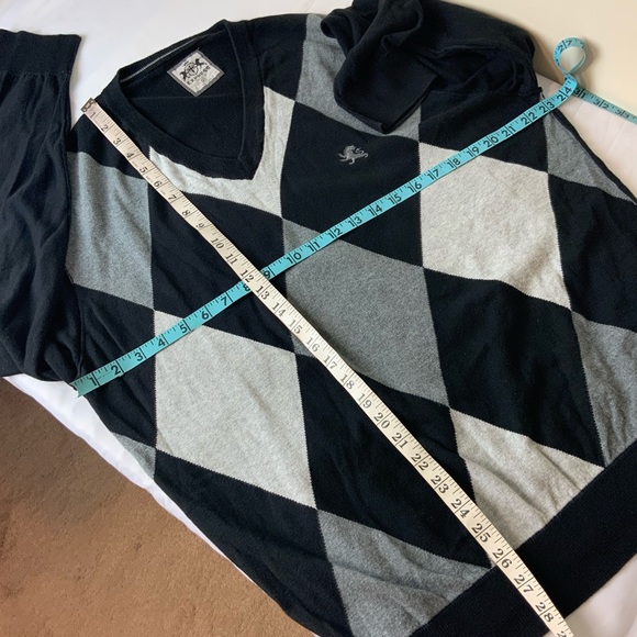EUC Express Design Argyle Knit V-Neck Sweater Black/Gray Men’s - Picture 6 of 9